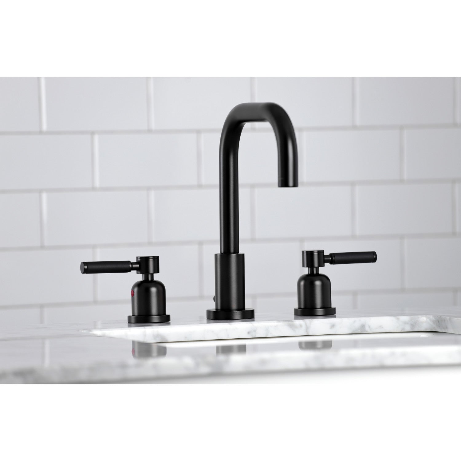 Kingston Sona FSC8930DKL - Kaiser Widespread Bathroom Faucet with Brass Pop-Up, Matte Black — thumbnail 3